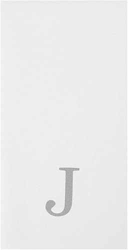 Miniatura 457 de Luxenap - Toallas de invitados de 15.8 x 7.9 pulgadas, 50 toallas de mano con letras plateadas, letra "P", fuente Sans Serif, servilletas de papel