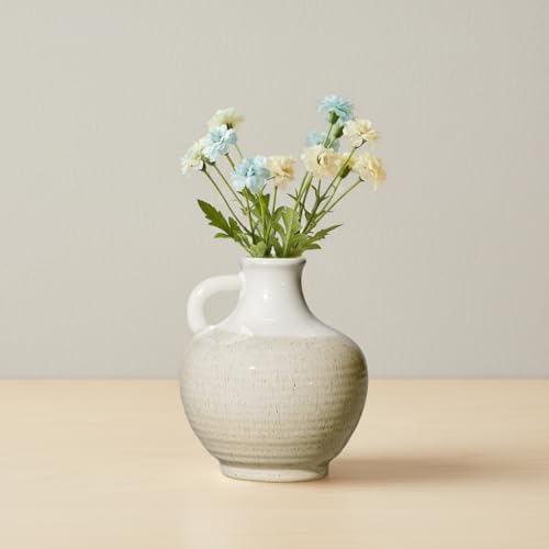 Sunddo Beige Ceramic Vase - 6 Inch Small Modern Vase