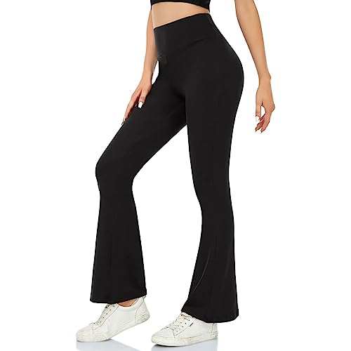 ACTINPUT Yoga Pants for Women Flared Leggings High Waisted Bootcut Black Trousers Women's Workout Bootleg Stretchy Leggings(Black,XL)