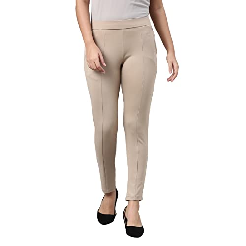 Image of GO COLORS Viscose Stretch Blend Ponte Pants Full Length for Women| Breathable, Mid Rise