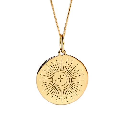 Collier pendentif lune et soleil plaqué or en argent sterling LKBEADS