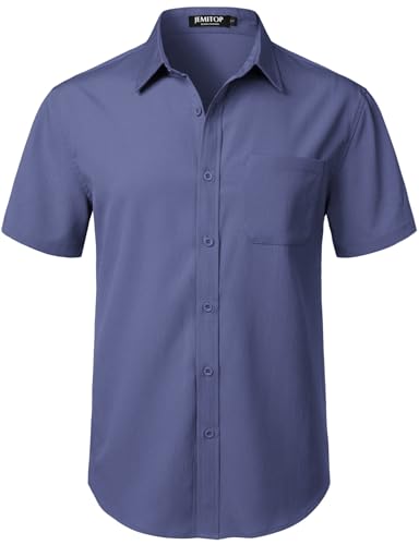 Image of JEMITOP Mens Stretch Wrinkle Free Texture Shirts