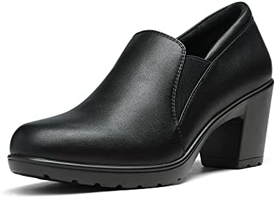 DREAM PAIRS Women's DPU214 Chunky Low Block Heel Pumps Comfort Oxfords Shoes Casual Loafers Black Size 8 M US