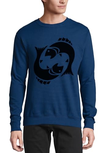 Pull en coton Poissons bleu marine en maille haut de gamme