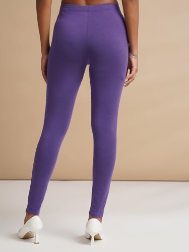 Image of ONE SKY Women Full Length Leggings | Cotton Modal Spandex Blend | High Waist Stretchable & Bio-Washed Fabric | Colour-Lock Technology | Comfortable Leggings for Women