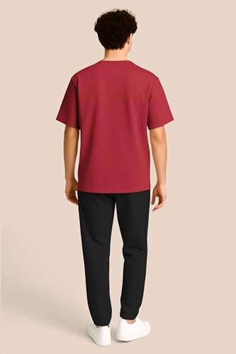 Image of BULLMER Trendy Half Sleeve Oversized Cotton Blend Crew Neck Tshirt for Men - Pack of 2