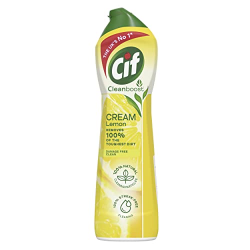 Cif Lemon Cream Cleaner Mehrzweck-Flächenreiniger mit 100% natürlichen Reinigungspartikeln entfernt 100% der hartnäckigsten Verschmutzungen 500ml