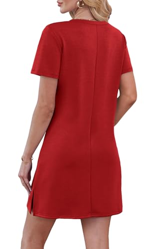 Image of RUMIA Summer Dresses for Women 2026 V-Neck Casual Sundresses T-Shirt Dress