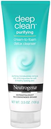 Neutrogena Deep Clean Purifying Cream-to-Foam Detox Facial Cleanser, Pore Cleansing & Oil Eliminating Non-Comedogenic Face Wash, 3.5 oz