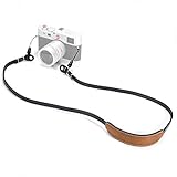 [CANPIS] カメラストラップ 革 パット付き カメラショルダー&ネックストラップ レザー ミラーレス用 CP005-黒褐色