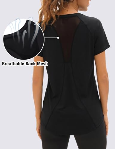 Miniatura 4 de Wayleb Camiseta Deportivo Mujer Camiseta De Manga Corta Camiseta Holgada De Secado Rápido Camisetas De Malla Mujer Yoga Fitness Top Ropa Deportiva Entrenamiento Atlético