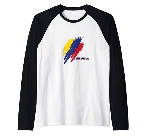 Flag Venezuela Raglan Baseball Tee, Black