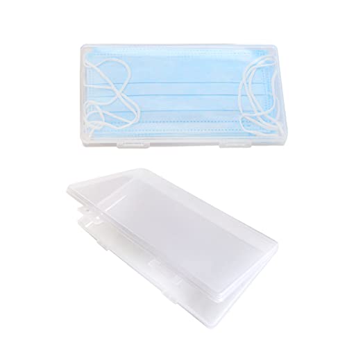 SPEEDWOX Mask Storage Case 2 Pack Portable Mask Case Storage Box Masks Organizer Disposable/Reusable Face Masks Organizer Dustproof Storage Plastic Box with Lid for Mask Pollution Prevention(Clear)
