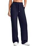 G4Free Wide Leg Drawstring Sweatpants for Women High Waisted Lounge Casual Loose Pants with Pockets for Travel(Dark Navy,M,Regular)