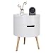 WOLTU TS50ws-1 Comodino Rotondo Contenitore Organizzatore da Letto Tavolino da Salotto in Legno Bianco