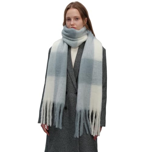 SUNDSGT Winter Scarf for Women Cold Weather Plaid Scarf Soft Warm Long Blanket Thick Oversized Big Scarfs for Women