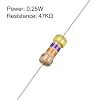 uxcell 200Pcs 47K Ohm Resistor, 1/4W 5% Tolerance Carbon Film Resistors, 4 Bands for DIY Electronic Projects and Experiments