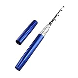 Zilimontt Ultraleichte Teleskop-Angelrute im Stift-Stil, 1 m, Aluminiumlegierung, kompakte Reiserute für Süß- und Salzwasser-Angeln, tragbare Mini-Rute mit ergonomischer Rute (blau)