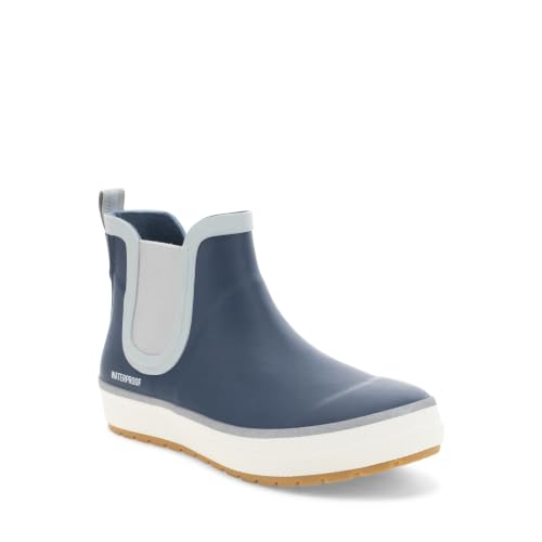 Image of Western Chief Womens Waterproof Element Chelsea Rain Boots | Ladies pull on ankle boot with reflective details, cushioned insole, and traction outsole for wet weather and casual wear.