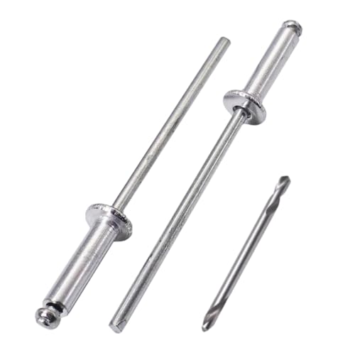 SKIR'CO Lot de 200 rivets aveugles en aluminium 3,0 x 12 mm, mandrin en acier, rivets pop à tête bombée, rivets DIN 7337, foret inclus