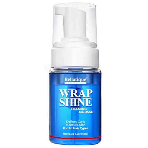 BELLATIQUE Wrap Shine Foaming Mousse. Moisture-Rich Curl Defining Formula, Flake-Free Frizz Control, For All Hair Types (3.5 oz)