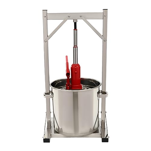BANLICALI 22L Fruit Press Stainless Steel Cider Press with Hydraulic Jack and Press Frame, 220-330lbs/h Grape Apple Press and Crusher for Cider, for Home Wineries Restaurants Grey
