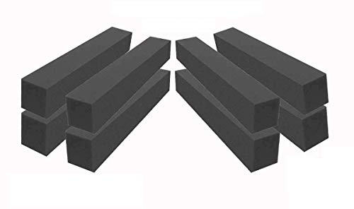 Set of 8 - Acoustic Foam Studio Corner Block Wall Finish Acoustic 3" X 3" X 24" - Color: Charcoal