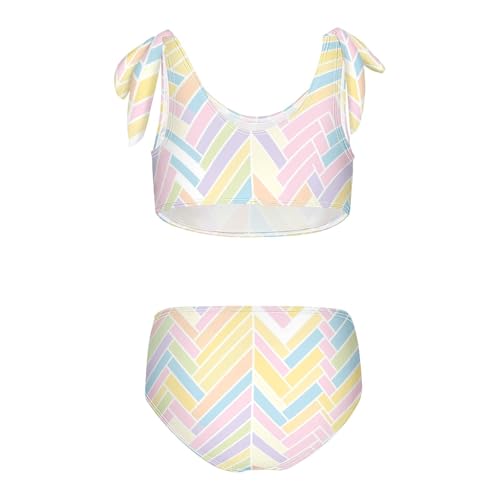 Jamaican Color Zigzag Pattern Girl Two Piece Kids Bikini Set Quick-Dry Swimsuits Swimming Suits Cute Shoulder Strap2