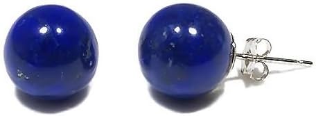 Trustmark 14K White Gold 12mm Natural Blue Lapis Lazuli Ball Stud Post Earrings