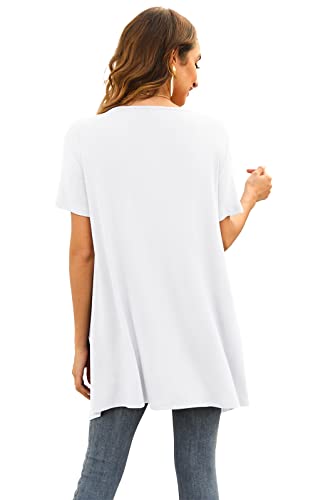 Veryoung White Cardigan For Women Summer Lightweight Open Front Short Sleeve Cardigans Duster Vest With Pockets Draped Hem Shrug Top 2023,Xl #TOP3