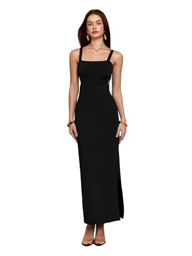 Image of Floerns Women's Tropical Bow Tie Back Long Dress Sleeveless Maxi Dress | Hawaiian Resort Wear, Coastal Vacation, Beach Wedding Guest, Side Slit, Spring Break Outfits