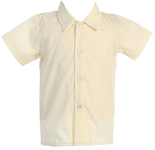 Lito Baby Boys Infant Toddler Ivory Short Sleeved Simple Dress Shirt - L