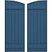 Ekena Millwork ARW101BE621X40HBH Americraft Six 2 Exterior Real Wood Joined Board-n-Batten Shutters w/Elliptical Top (Per Pair), 21"W x 40"H, Sojourn Blue