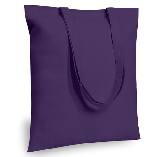 Image of TOPDesign 12-Pack Economical 16 inchx15 inch Deep Purple Cotton Tote Bags, Lightweight Medium Reusable Grocery Shopping Cloth Bags, Suitable for DIY, Advertising, Promotion, Gift, Activity