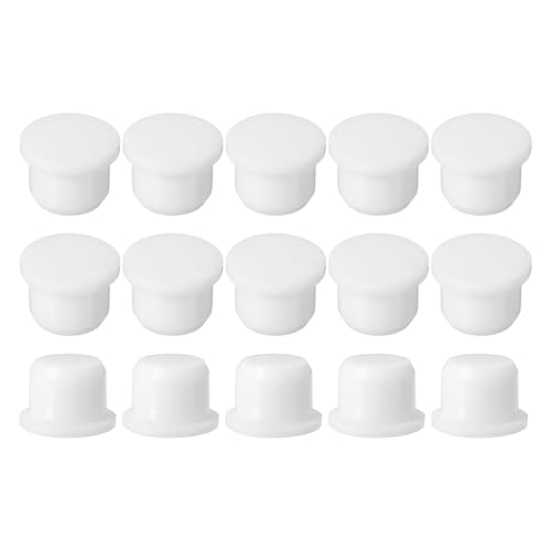 Image of uxcell 15Pcs Silicone Hole Plug, Waterproof Solid T-Shaped Rubber Stoppers Bottle Seal Tube Pipe Plug End Cap for 10.5mm /0.41 inch Hole for Bathtub Bottle, 0.35 inch Plug Height, White