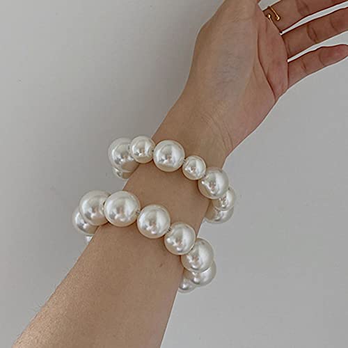 Walbest Hair Tie, Big Faux Pearl Hair Tie Smooth Resin Stretchy White Women Hair Rope Hair Accessories Hair Scrunchie #TOP4