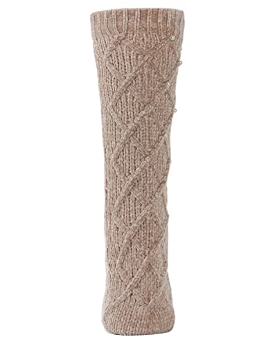 Memoi Collection Pearl Lattice Plush Lined Slipper Sock Taupe Mzp05405 One Size 9-11 #TOP2