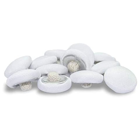 ButtonMode Matte Peau de Soie Satin Bridal Trim and Accent Buttons with Fabric Loop Back Includes 1-Dozen Buttons Measuring 11mm (7/16 Inch or 18L), White, 12-Buttons Cover