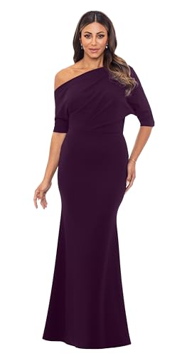 Betsy & Adam Women's Long Ruffle Tier Mesh Evening Dress