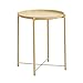 IKAYAA Table basse ronde avec plateau amovible, table snack latérale canapé table basse table de chevet en métal pour salon, chambre à coucher, patio jaune