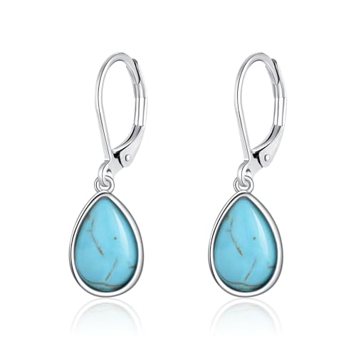 Larimar/Star/Dragonfly/Sunflower/Moonstone/Black Onyx Earrings for Women Leverback Dangle Earrings Hypoallergenic Jewelry for Women