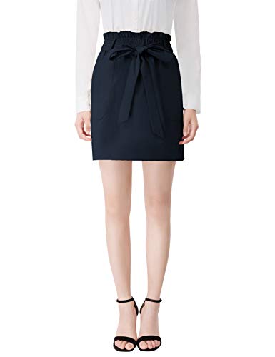 Kancy Kole Womens Casual A-Line Pencil Skirts High Waisted Short Skirt With Pockets (Navy Blue, Xl) #TOP2