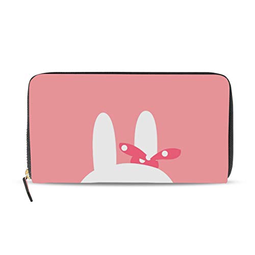 Portefeuille long lapin de pâques en cuir blanc élégant de haute qualité pour femme