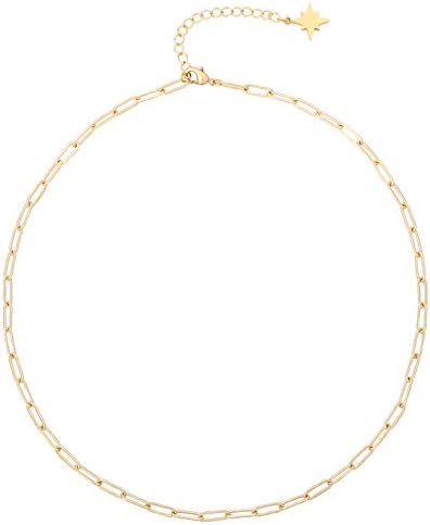 Aobei Pearl 18K Gold Plated Paperclip Chain Choker Satellite Chai...