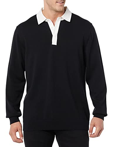 Amazon Essentials Men's Rugby Sweater, Black, X-Large