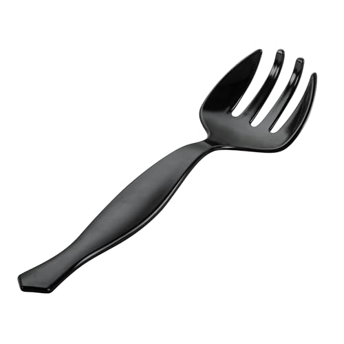Restaurantware-Cater Tek 8.5 Inch Large Serving Forks, 100 Disposable Serving Utensils - 4 Prongs, Comfortable Handle, Black Plastic Forks, Serve Hot And Cold Food, For Buffets, Banquets, And More