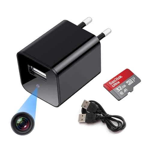 IFITech IFIADPTCAM Hidden Spy Camera Charger – 1080P HD USB Adapter Camera, No WiFi, SD Card Recording Only – Mini Surveillance Camera for Home, Office, Shop (32GB SD Card Included)