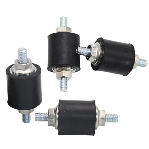 EASYEAH M4 Rubber Vibration Isolator Mounts Double Stud Shock Absorber Isolation Mounts Anti Vibration Silent-Blocks for Car Boat Bobbins Motors Compressors Pumps, 4pcs M4x10-15x15mm, 8pcs LockNuts