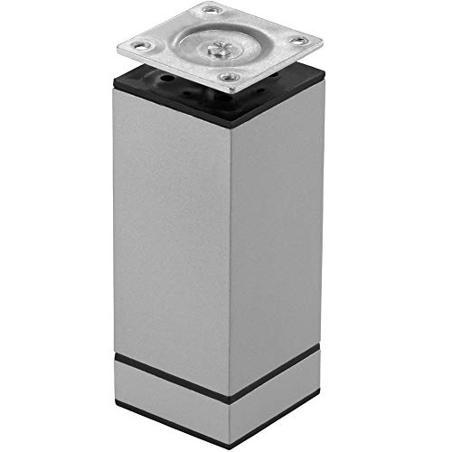 Gedotec Design Möbelfuß verstellbar Schrankfuß eckig Möbel-Bein - NIKO | Sofa-Fuß Höhe 100 mm | Sockelfuß mit Gewinde-Montageplatte | Möbel-Bein Metall Silber | 1 Stück - Kommoden-Fuß Ø 40 x 40 mm