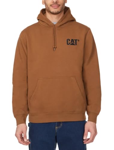 CAT Caterpillar Mens Trademark Hoodies with Embroidered Front Logo (US Alpha X-Large Regular Regular Light Brown)